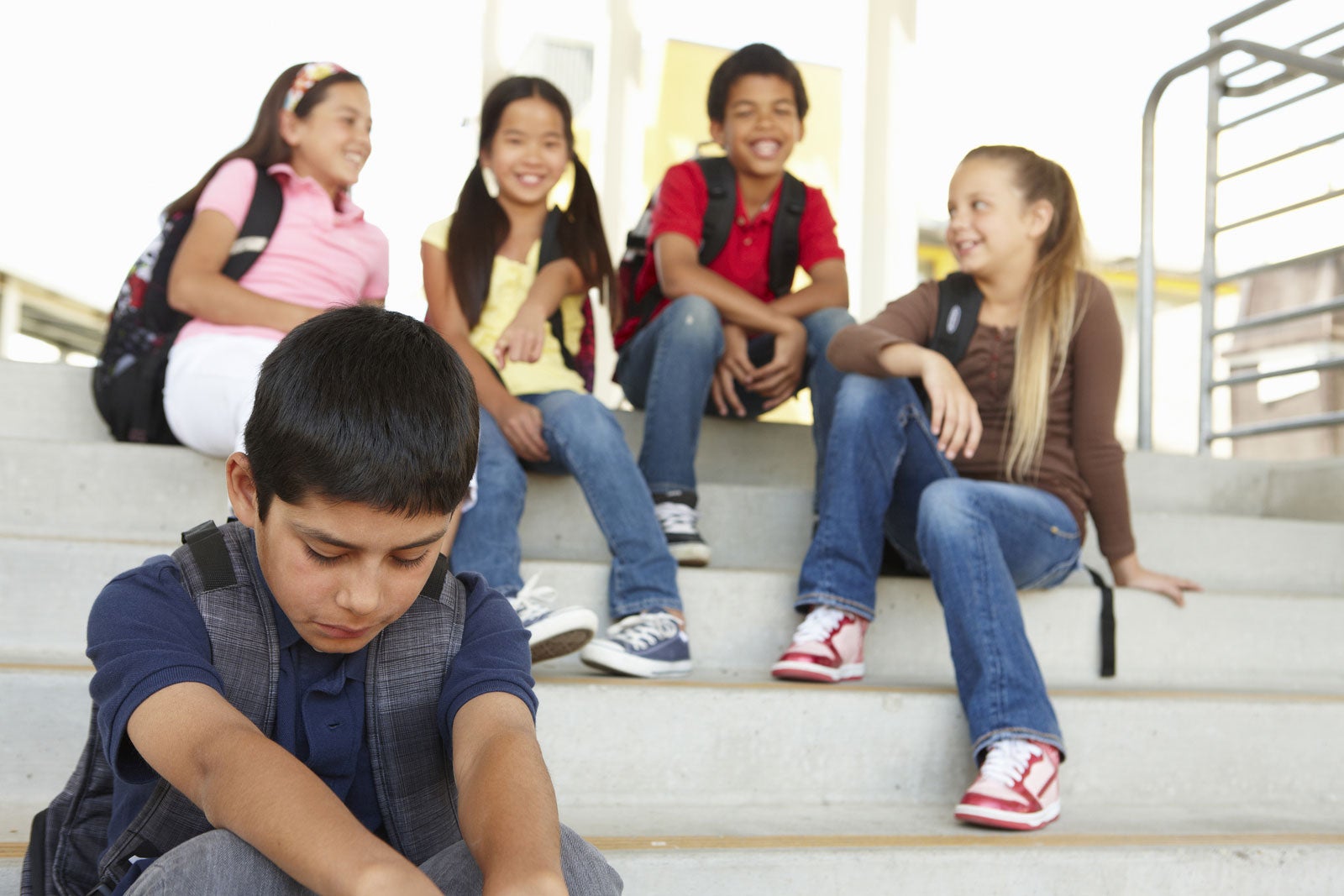 Boy Bullied in School Stairs