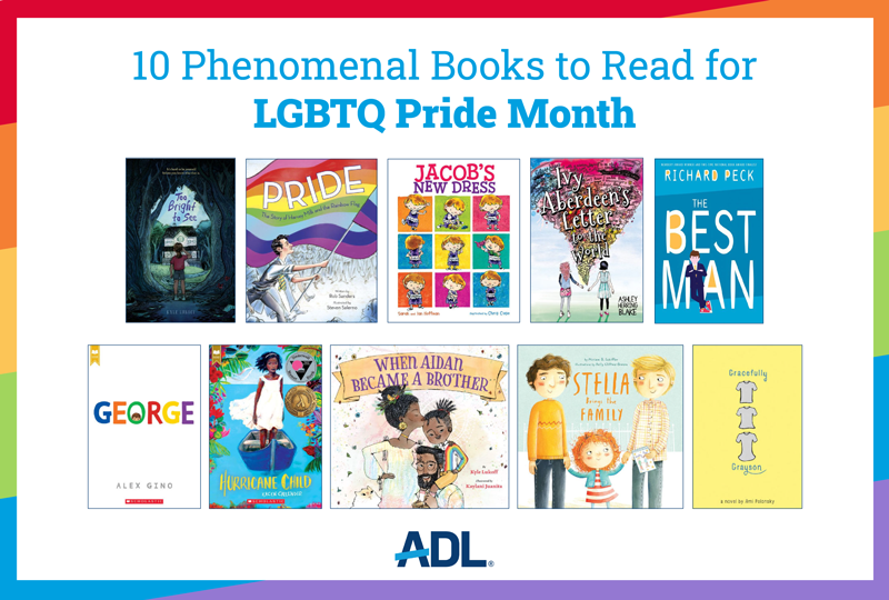 Collage of 10 books to read for pride month