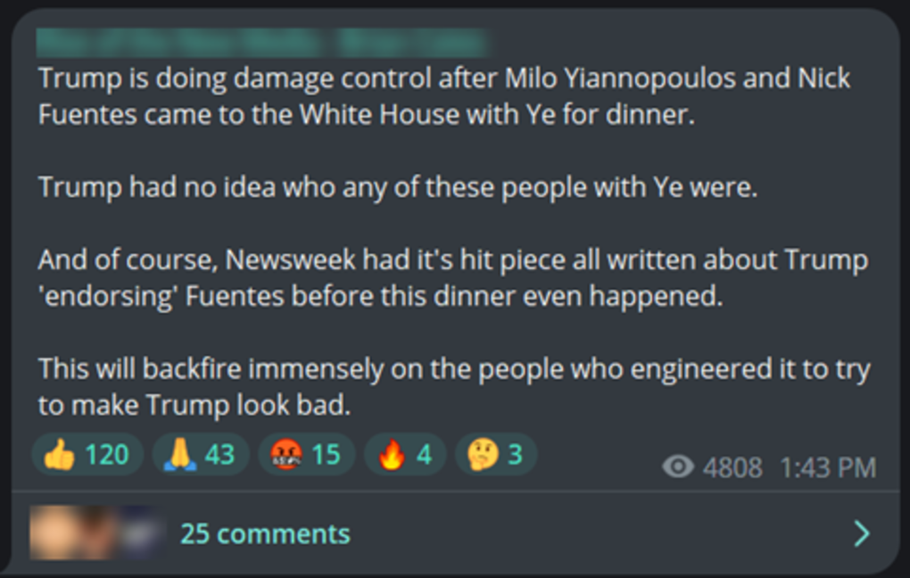 Extremists React to Trump Dinner with Ye and Nick Fuentes