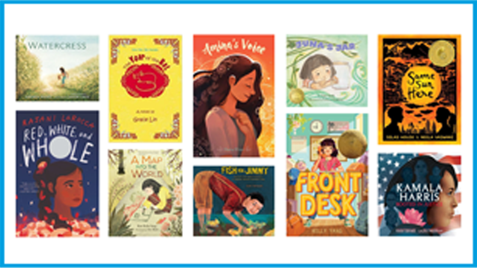 Collage of great children's books for Asian American Pacific Islander Heritage Month