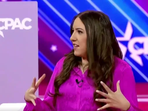 CPAC-2023-1280-primary Chaya Raichik, founder of the anti-LGBTQ+ extremist account “Libs of TikTok,” at her CPAC panel. Source: CPAC