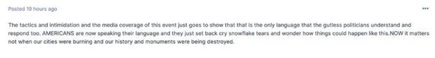 Extremist forum post