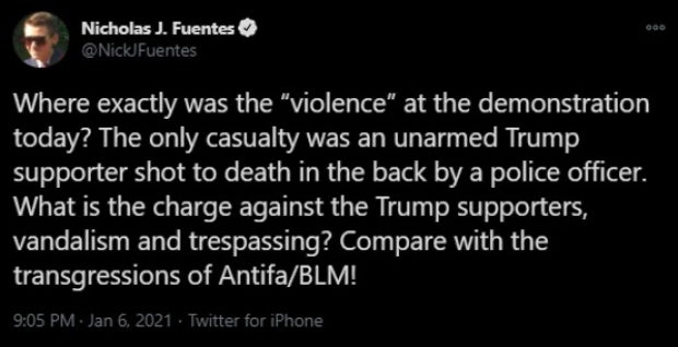 Nicholas J. Fuentes Twitter Post