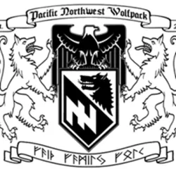 The emblem of the white supremacist group the Pacific Northwest (PNW) Wolfpack