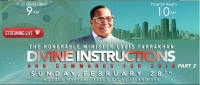 Promotional flyer for Part 2 of Farrakhan